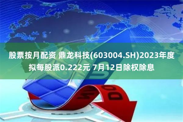 股票按月配资 鼎龙科技(603004.SH)2023年度拟每股派0.222元 7月12日除权除息