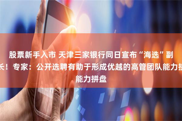股票新手入市 天津三家银行同日宣布“海选”副行长！专家：公开选聘有助于形成优越的高管团队能力拼盘